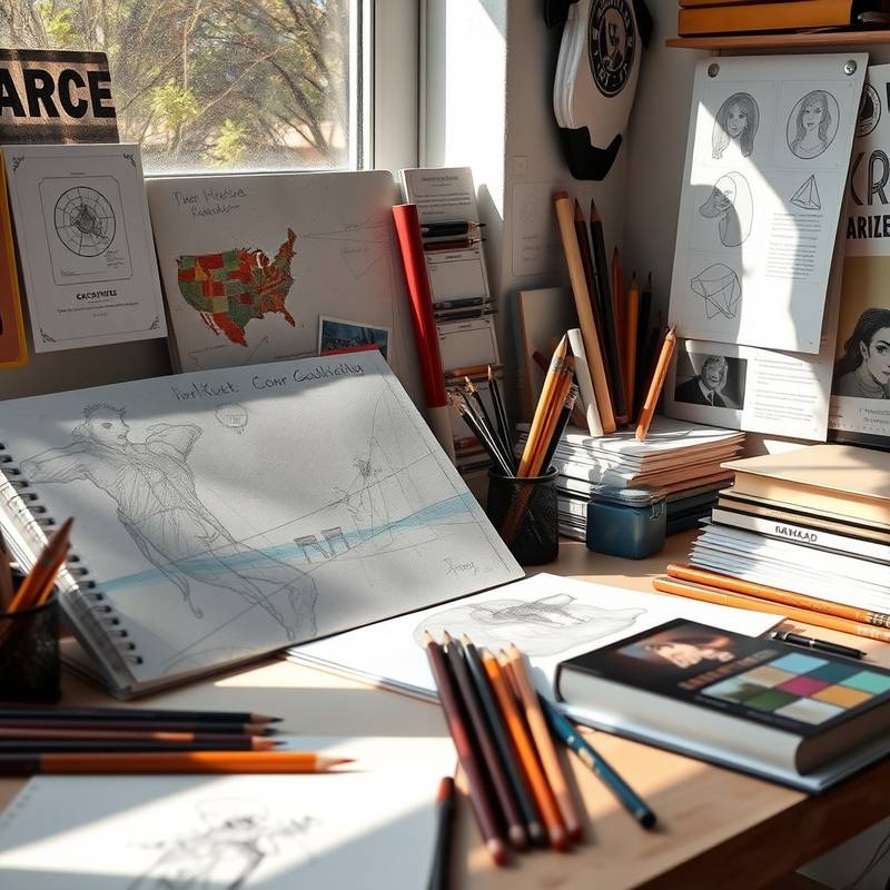 A collection of graphic design tools and sketches