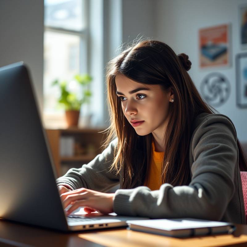 A student studying online with focus, showing effective study strategies